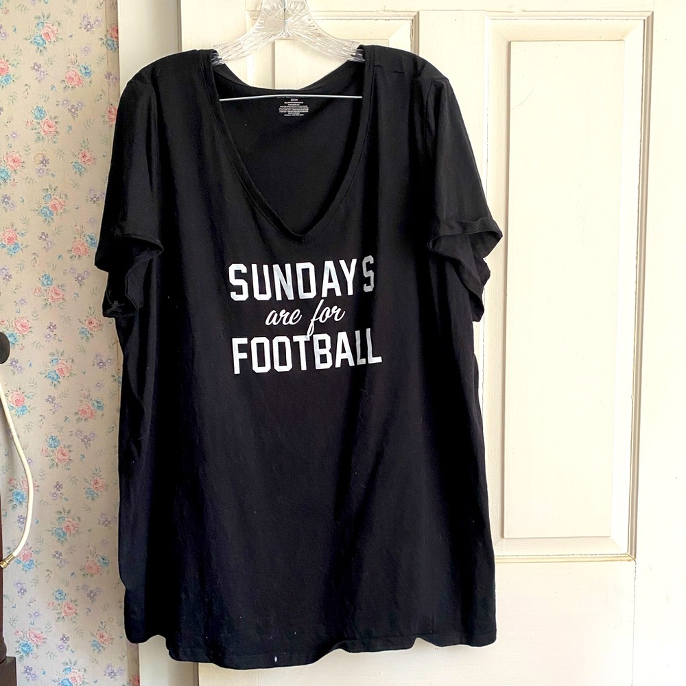 Lane Bryant Black Football V-neck t-shirt